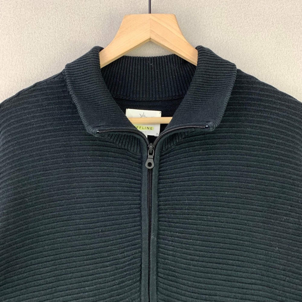 OFFLINE by Aerie Quarter Zip Pullover Sweater Women M Black Ribbed‎ Athleisure